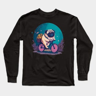 Pug on bicycle Long Sleeve T-Shirt